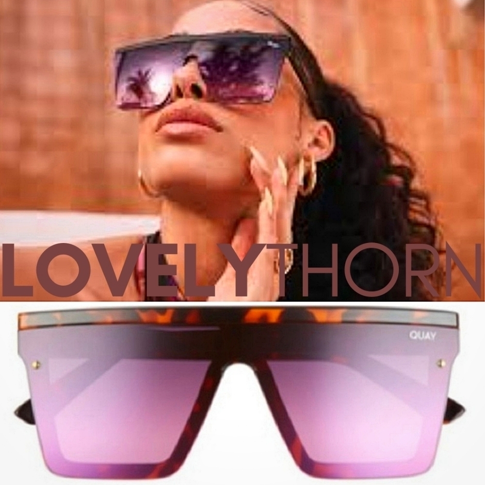 QUAY // ltd ed ashley graham collab tortoise frame black pink mirrored shields - Picture 9 of 16